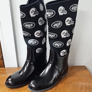 NFL Black Over the Knee Boots with Team Logo